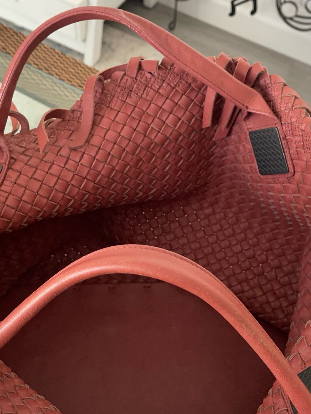 Bottega Veneta Woven Fringe Tote in muted Rose color - Picture 7 of 15